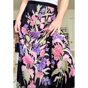 Vintage Chiffon Floral Wrap Maxi Dress